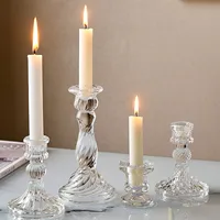 Clear Glass Candlestick For Wedding Dinner Centerpiece Table Transparent Candle Holder European Living Home and Party Decoration 1