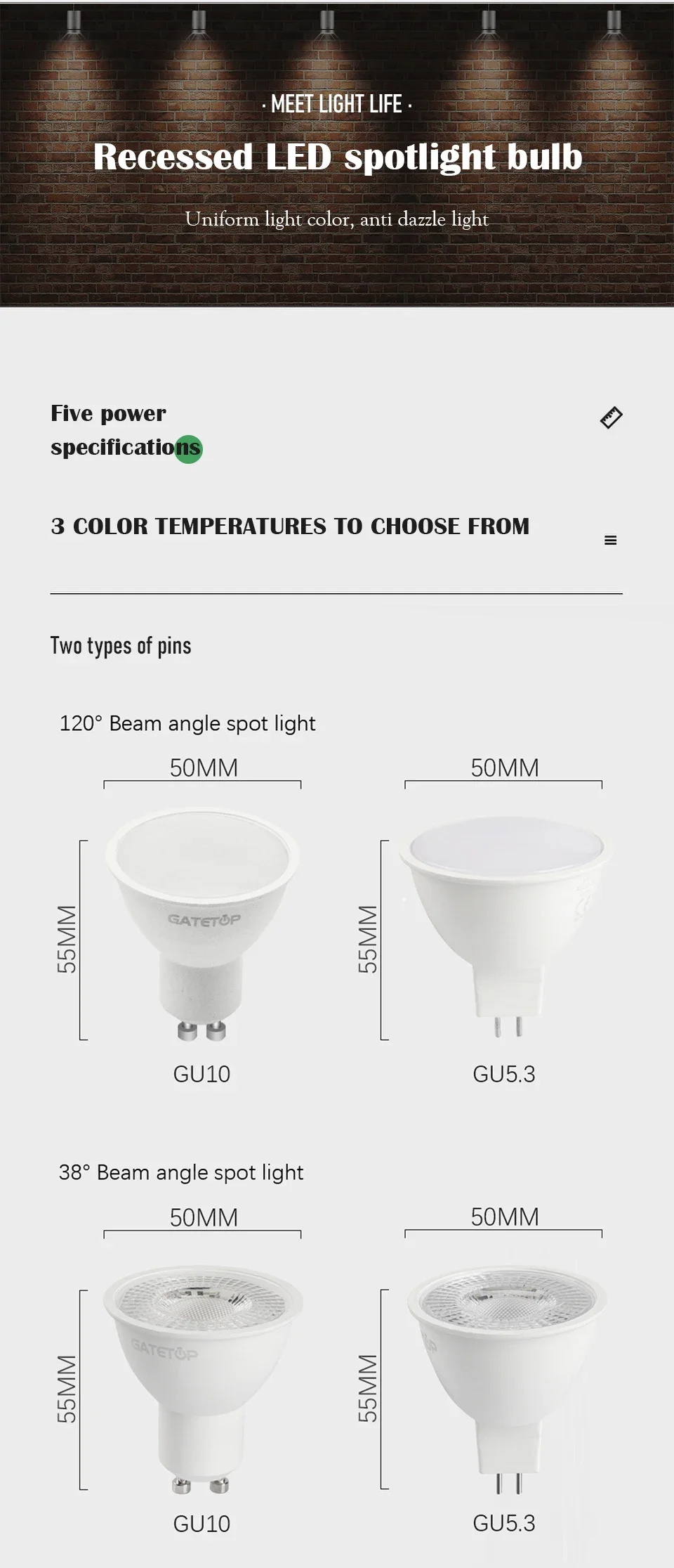 Description Picture 3 of item20pcs LED Bulb Lamps Spotligt GU10 E27 E14 B22 Base AC220V 110V Light Bulb Real Power Lampada Living Room Home LED Bombilla