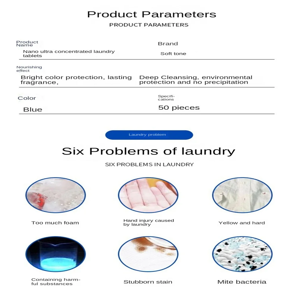 Concentrated Laundry Tablets 10g Deep Cleanliness Color Protection Natural Plant Clothes Cleaning Supplies Washing Powder