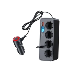 Universal Auto USB Fast Charging Car Charger with Digital Display and QC3.0 (B)