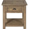 Monterey End Table - Reclaimed Natural Wood Finish- Coastal Style - with Shelf and Cabinet for Storage 4