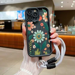 Floral Wrist Chain Lanyard Phone Case with Soft TPU Cover - iPhone 12 (1)