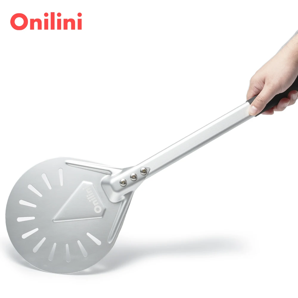 Onilini 7/8/9 inch Pizza Turning Peel Anodized Pizza Peel Almuinum Alloy Handle Perforated Shovel