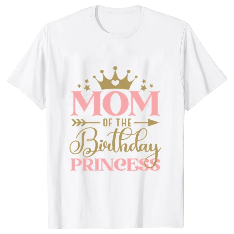 Birthday Princess Girls Party T-shirt Family Gathering Matching Sibling Tees White Unisex Kids Clothing Crown Graphic Y2k Tops 4