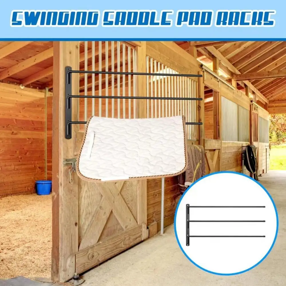Saddle Blanket Rack Horses Blanket Stall Supplies 180 Degree Swing Out Sturdy Saddle Pad Rack Attachment Stable Well-Spaced 4 | Ankaier