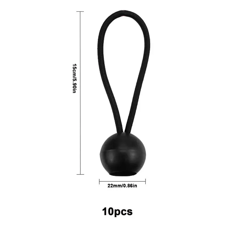 10 Pieces Elastic Tent Fix Cords Black Ball Bungee Loop Strap Tarpaulin Canopy Fixed Rope For Outdoor Camping outdoor tent ropes,camping tent accessories,camping tent fasteners,bungee cords