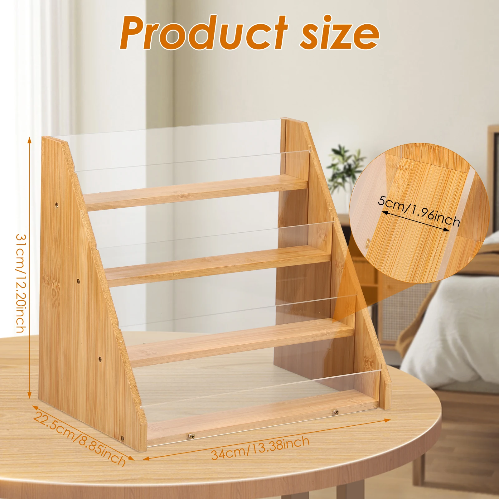 Card Display Stand Greeting Card Display Multifunctional Bamboo Acrylic Card Stand 4 Tier Card Display Holder Easy to Install 3
