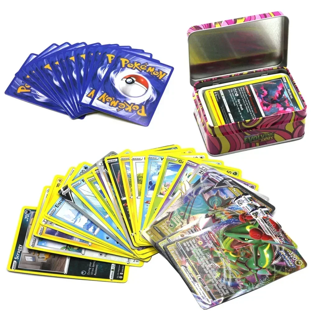 42pcs/set Metal Box Iron Pokemon TAKARA TOMY Battle Toys Lost Origin  Pokemons Box with Pikachu Game Anime Banking Cards for Kids - AliExpress 26