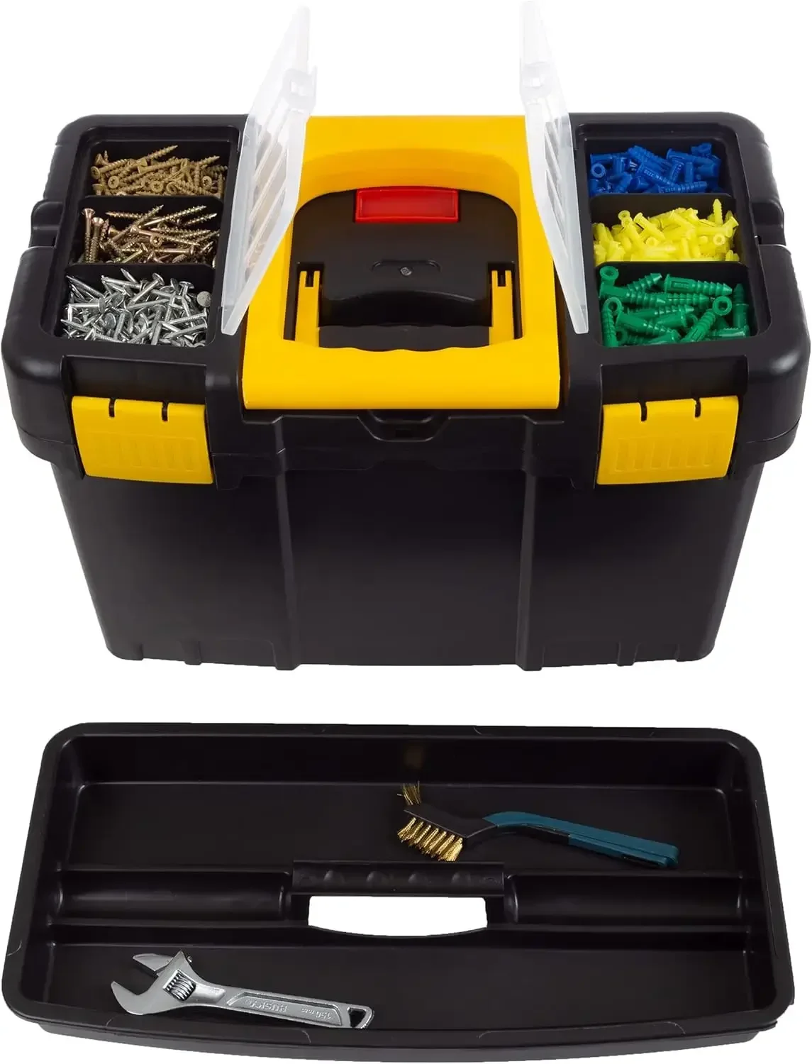 Portable Tool Box with Wheels - Stackable 2-in-1 Tool Chest with Fold-Down Comfort Handles, Tough Latches 6