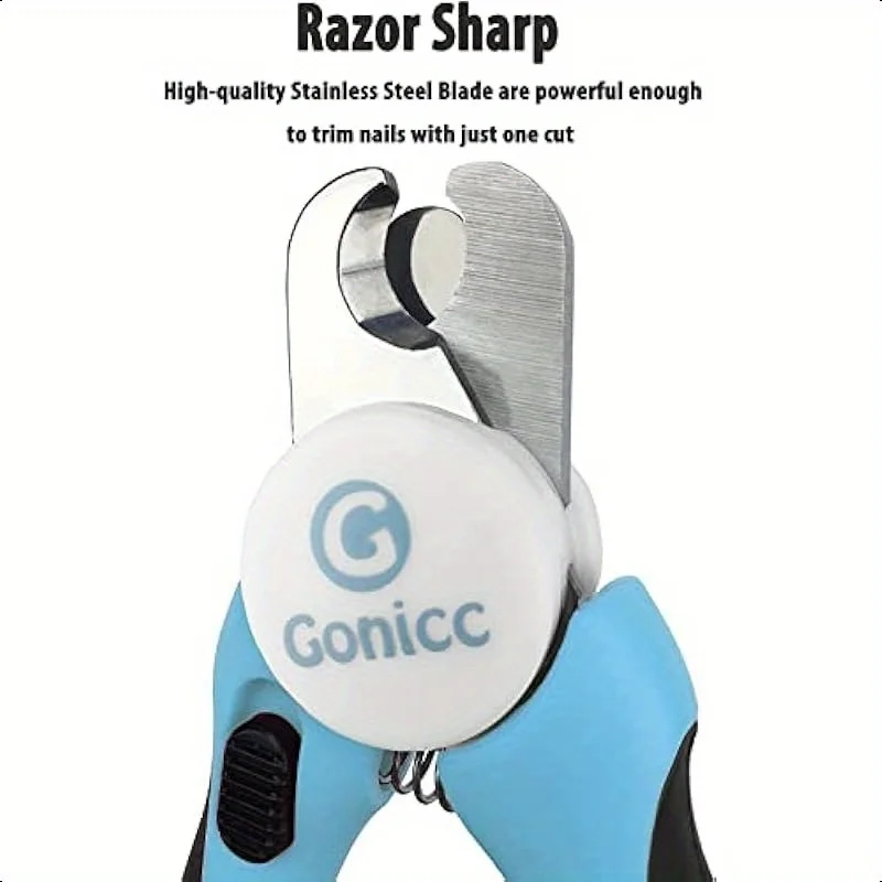 Gonicc Pet Nail Clippers for Dogs and Cats Blue & Black Ergonomic Handle with Safety Guard Sharp Stainless Steel Blades