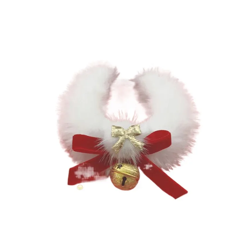 Luxurious Red Pet Collar for Cats and Dogs - Handmade Wedding, Christmas, and New Year Decoration with Bow Tie and Bell