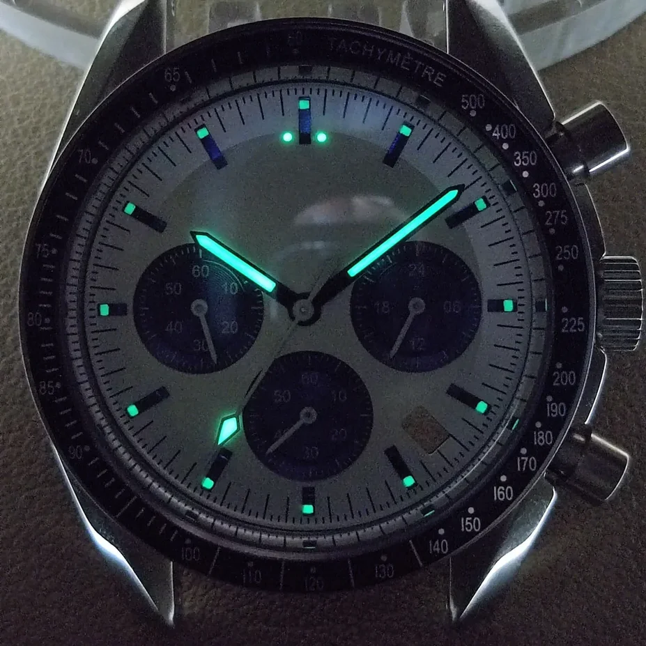 32.5mm VK Watch Dial for VK Quartz 63 Movement 6 Hands Watch Parts C3 Green Luminous Chronograph Face Customizable