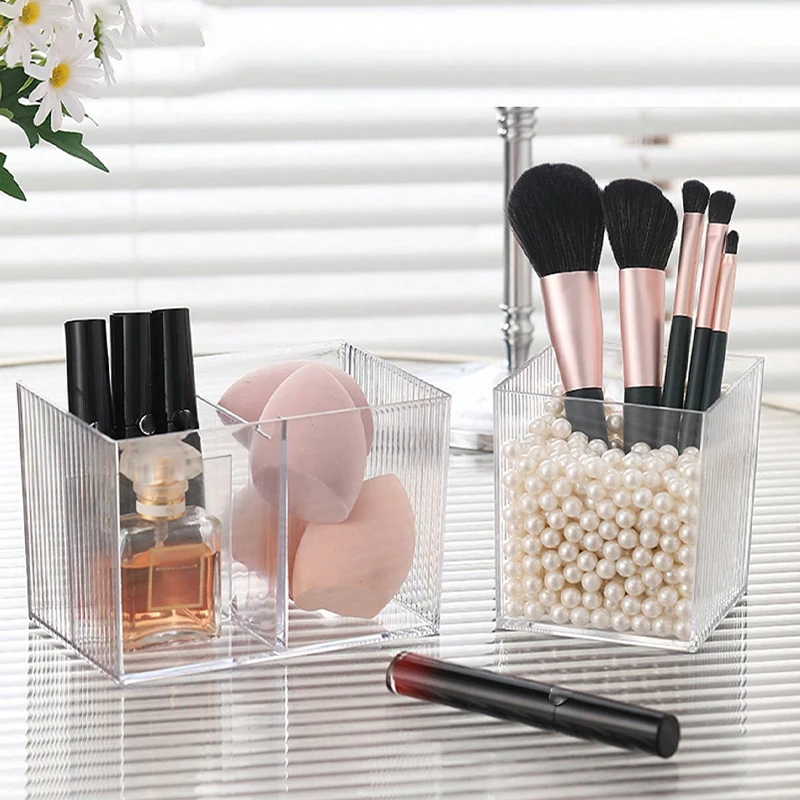 1 Piece Acrylic Cotton Swab Box with Lid Bathroom Makeup Cotton Makeup Brush Storage for Cotton Swab Makeup Cotton Cosmetics, Dental Floss 5