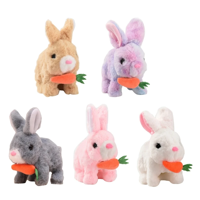Electric Rabbit Plush with Squeaks Sound Hopping Rabbit Toy for Kid Easter