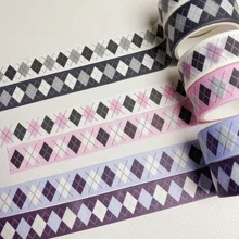 

Ins Vintage Rhombic JK Plaid Washi Tape Creative DIY Hand Account Masking Decorative Tape Stationery Sealing Sticker 3.5m