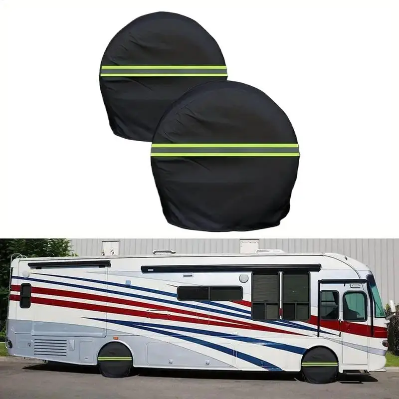 RV Wheel Cover Oxford Cloth Windproof Tire Protector Sun Protection Waterproof Tire Covers Heavy Duty Anti-UV Covers For