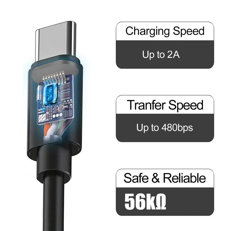 10-Pack Assorted Length Type-C 2A Fast Charging USB Cables