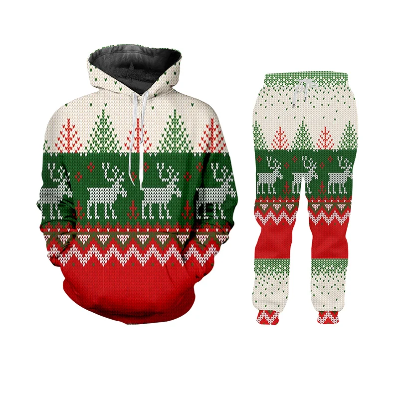 UWJI Custom Hoodie Men/Women Sport Winter Suit Christmas 3DChristmas Elk Printed Sweatshirts Leisure Hoodies Fashion trend Style