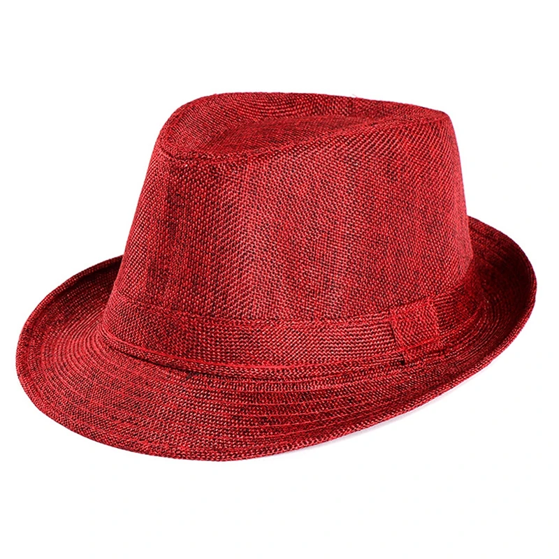 Breathable Linen Jazz Hat Men Women Summer Chapeau 1920s Classic Panama Hats Performance Party Costume Fashion Cowboy Caps Retro 6
