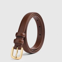 Elegant Black Leather Belt with Needle Buckle - Classic Retro Style - 110cm (Brown)