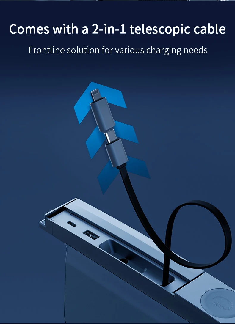 For New Tesla Model Y/3 USB Hub 27W 3 in 1 Docking Station with retractable cabl