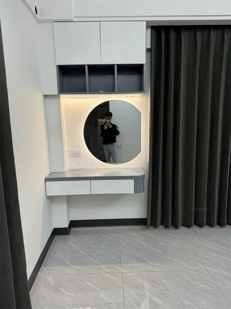 Description Picture 6 of itemNordic Special-shaped Bath Mirrors Semicircular Makeup Mirror Wall Hanging with Light Bathroom Led Touch Screen Bathroom Mirror