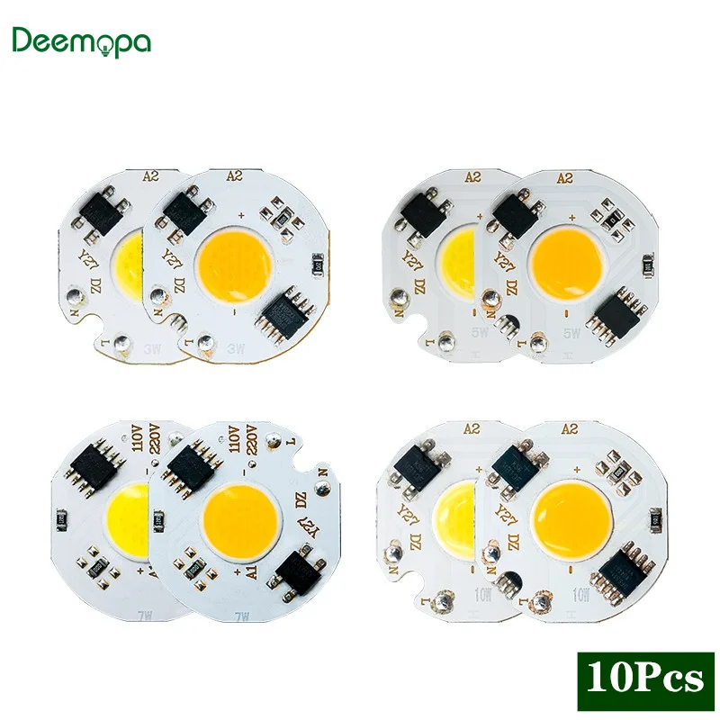 10Pcs/lot LED Chip 3W 5W 7W 10W COB Chip LED Lamp AC 220V No Need Driver For Flood Light Spotlight Lampada DIY Lighting