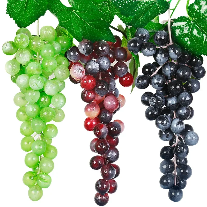 Artificial Fruits and Vegetables Artificial Grapes 18/36/85 Heads Black Red Green Purple Artificial Grapes Photo Props Party Decoration Fake Fruits Wedding Birthday Party Supplies