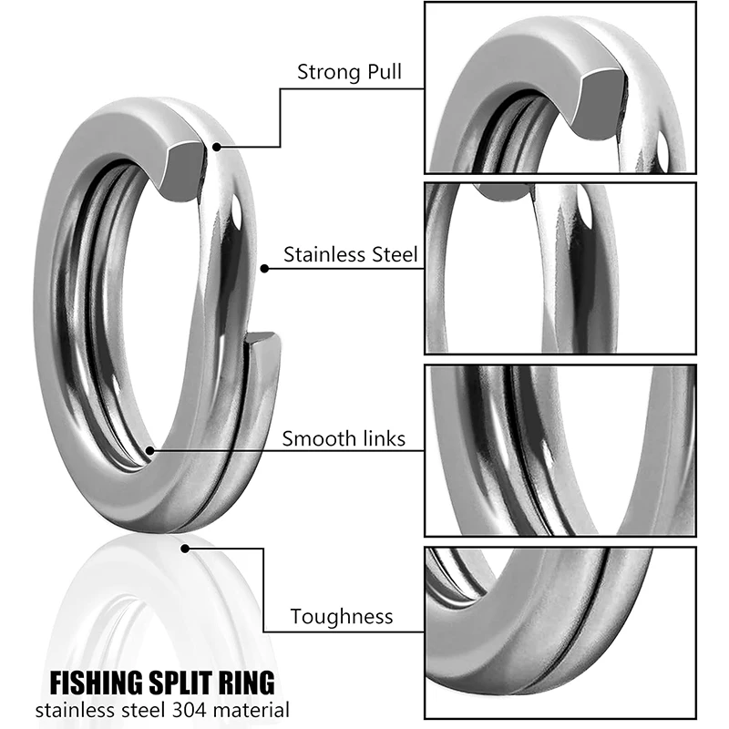Fishing Split Rings 5 Sizes High Strength Large Tensile Force Fishing Loop Lure Connector 200/250PCS