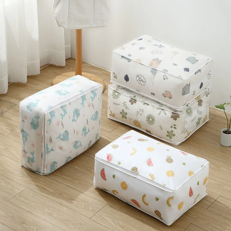 

Printed Clothes Quilt Storage Bag Waterproof Duvet Blanket Sorting Bags Large Capacity Wardrobe Organizer Dustproof Moving Bag
