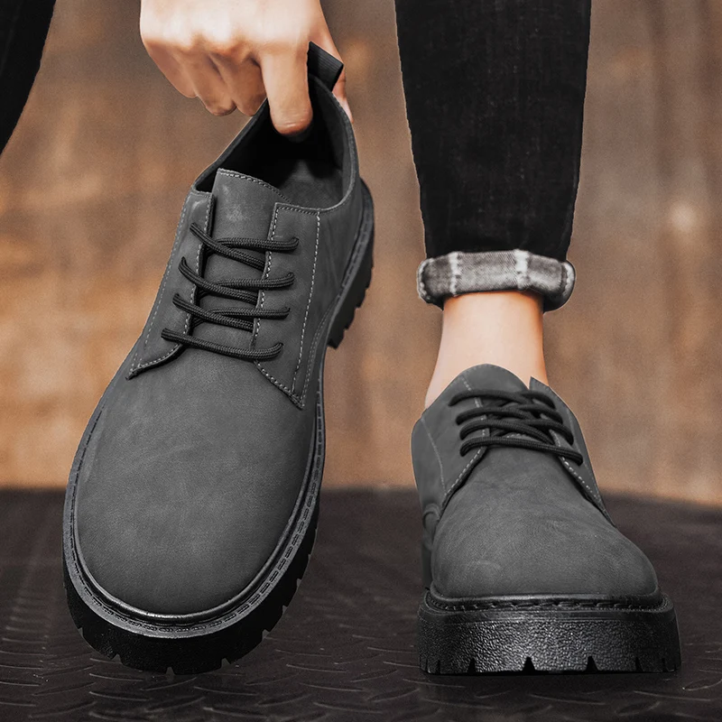 Yellow Men's Casual Work Shoes Big Toe Oxford Shoes Retro Brogue Shoes For Men Youth Fashion Business Leather Shoes Men Shoes 5