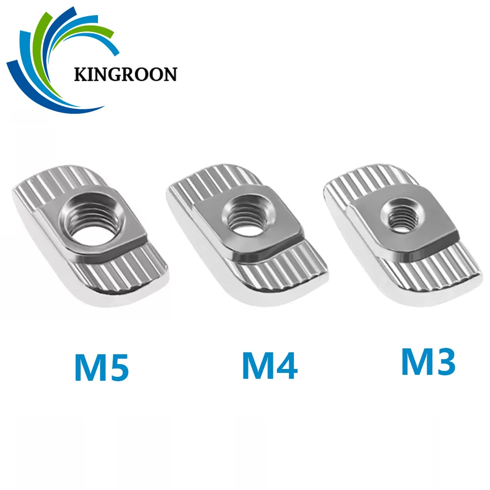 

KINGROON 50pcs M3 M4 M5 3D Printer T Nut 2020 3030 Slot T-nut Sliding T Nut Hammer Nut Fasten Connector 2020 Aluminum Extrusion