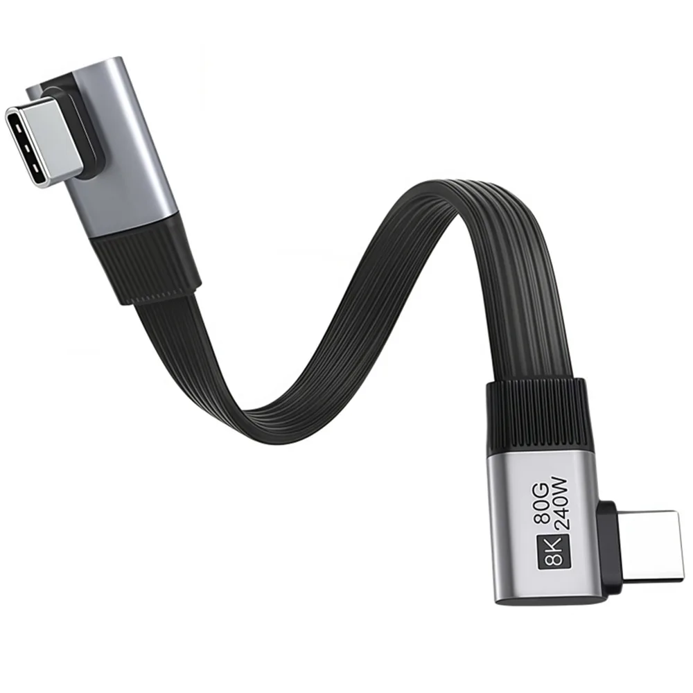High-Speed Right Angle USB-C to USB-C Fast Charging Cable - 240W 90-Degree Connector