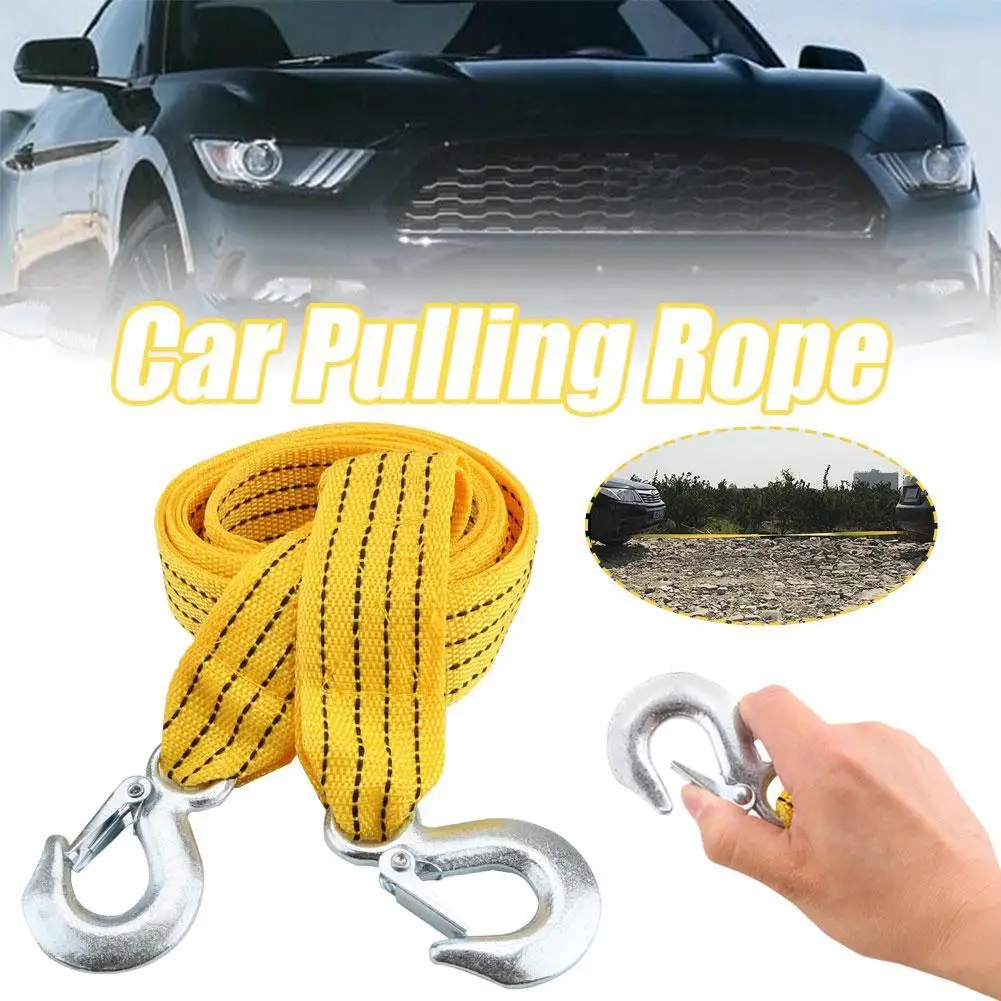 3TonsAutoTowingRopeForCarTruckTrailerSUVWithAlloySteelHooks