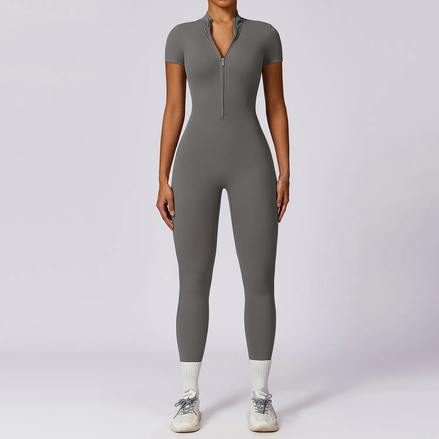 Gym Workout Set Yoga Set Fitness Set Fitness Jumpsuit Sportswear Set Fitness One Piece Wear Sports Set Women Sportswear Zipper Rompers Sports Jumpsuit Woman Fitness Overalls Workout Yoga Set Female Gym Short Sleeve One-Piece Suit