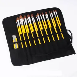 Artist Brush and Tool Roll-Up Storage Bag with 22 Slots (Black 22 holes)