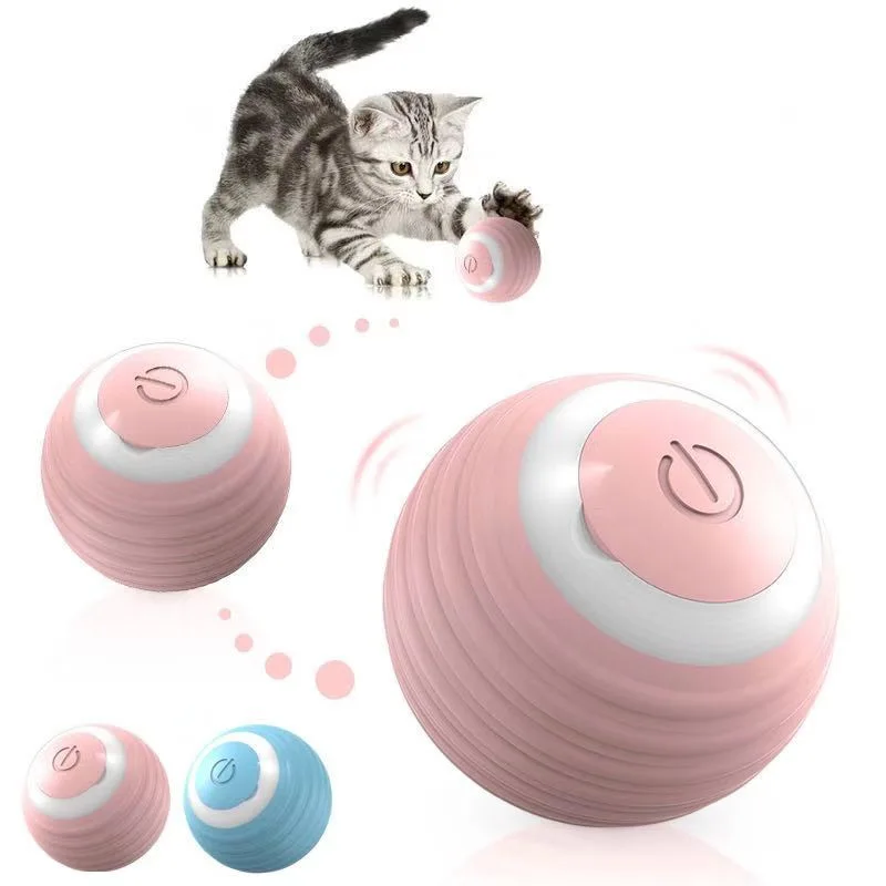 

2024 Pet gravity intelligent rolling ball cat toy to relieve boredom self hi cat teaser stick kitten charging cat teaser ball