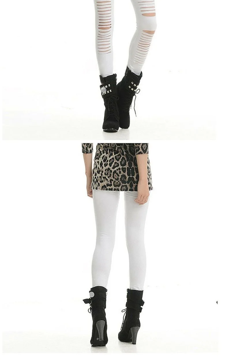 Sexy Leggings Ripped Leggins Women Low Waist Pants Hollow Out Leggings Stretch Dancing Club Street Pants