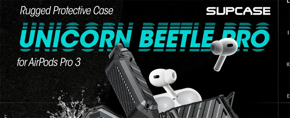 SUPCASE For Apple AirPods Pro 3 Case 3. Generation UB Mag IP68 Wasserdichte, kratzfeste Hartschalenhülle mit Schloss und Karabin – Detail 1