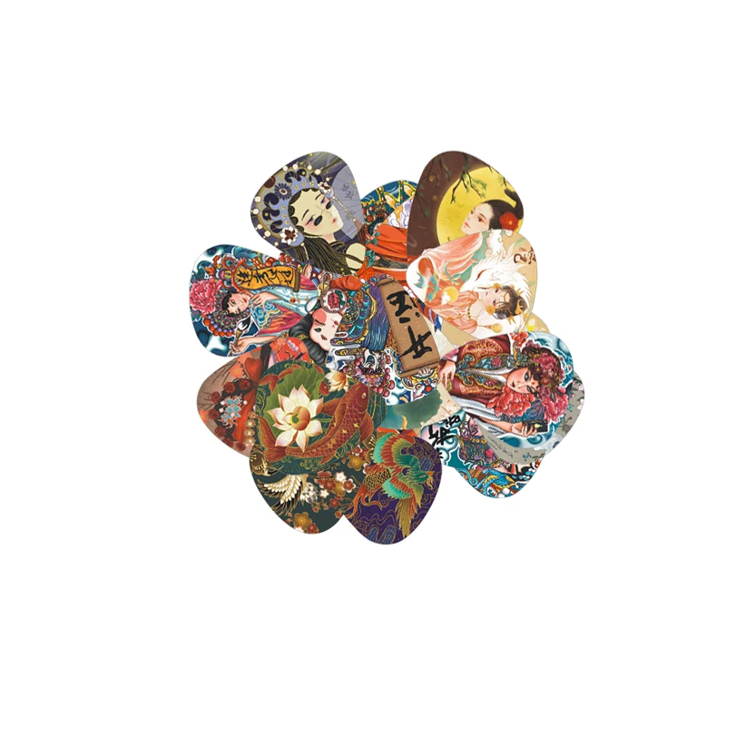 0.46/0.71/1.0Mm 10Pcs Guitar Paddles Chinese Style Acoustic Guitar Picks Musical Instrument Accessories Pick Accessories