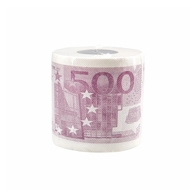 Toilet Paper 1 Roll 500 EUR Bill Toilet Paper Decoration for Home Rolling Paper Holder Toilet Tissue Funny Gift