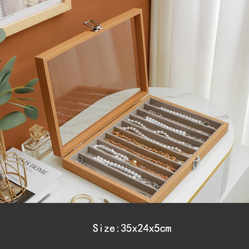 Necklace Organizer Box with Clear Lid for Jewelry Storage Display Case Pendant Necklace Bracelet Jewelry Box Organizer