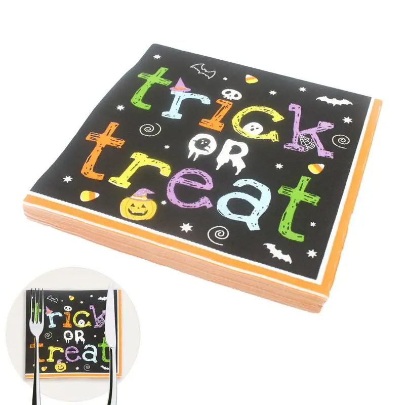 

Trick Or Treat Napkins 20PCS Trick Or Treat Paper Hand Napkins 2 Ply Absorbent Towels Table Centerpieces Sign Decor Halloween