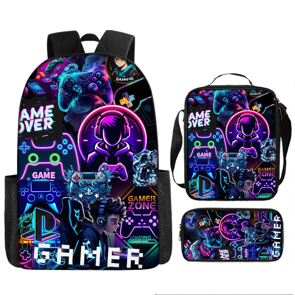 Neon light game controller peripheral elementary school children's backpack large capacity backpack shoulder bag pencil case 6