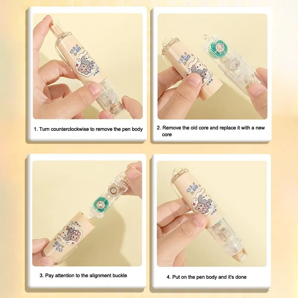 Press-On Dot Glue Cartoon Double Sided Adhesive Tape Pen Style Roller Glue Tape Dot Correction Office Supplies dot glue pen
