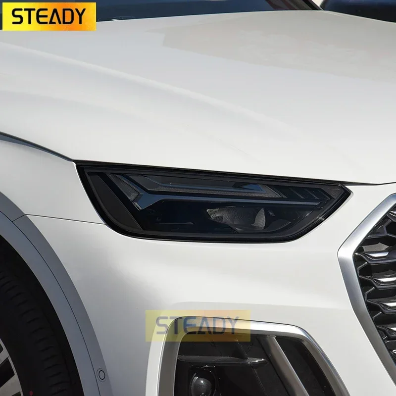 

2 Pcs Car Headlight Protective Film Front Light Transparent Smoked Black TPU Sticker For Audi Q5 SQ5 Facelift 2021 Accessories