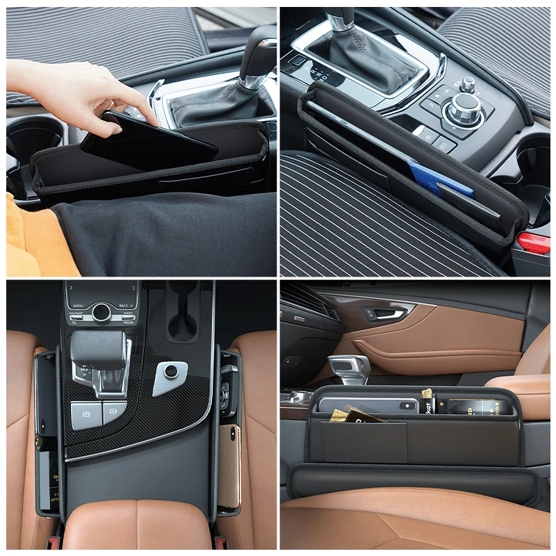 Premium PU Leather Car Seat Gap Storage Pocket Organizer
