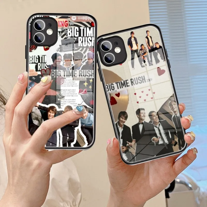 Custodia Per Telefono Big Time Rush Glass15 14 13 11 12 Pro 8 7 Plus X 13 Pro Max Xr Xs Mini Cover Nere