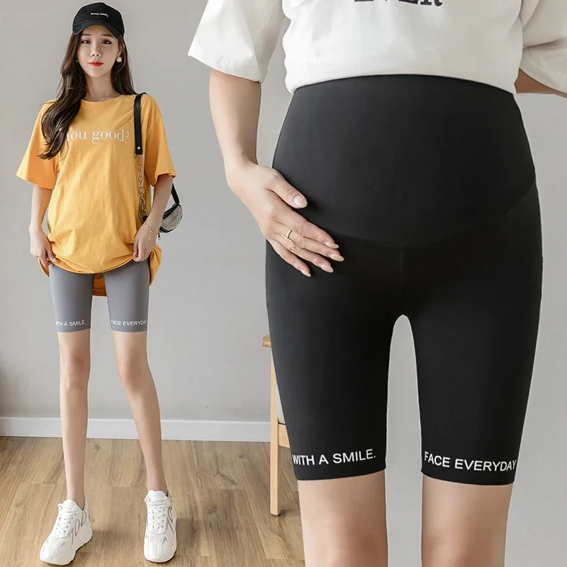 Summer Thin Cool Maternity Half Short Legging High Waist Belly Safety Pants Clothes for Pregnant Women Pregnancy Shorts