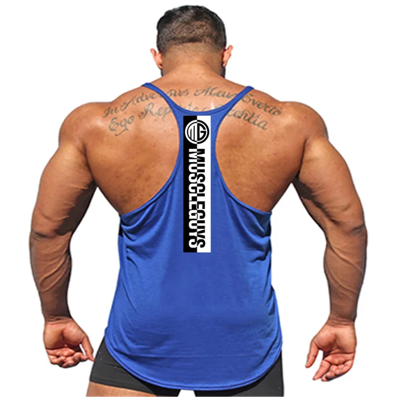 Vest Muscle Fashion Sleeveless Brand Gym Mens Back Tank Top